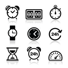 Fototapeta premium Time, clock vector icons set