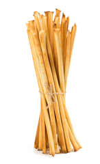 tied bread sticks isolated on white