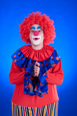 Clown on blue backgound