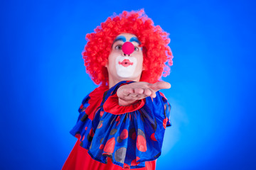 Clown on blue backgound