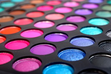 Eye shadows make-up palette close-up