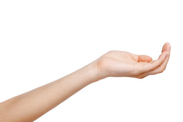 Female hand isolated on white background