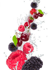 Fresh fruit in water splash