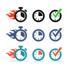 Web icons set. Time, stopwatch, clock