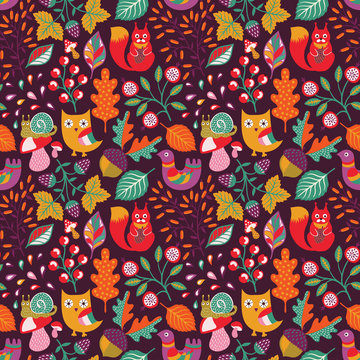 Fototapeta Autumn seamless pattern