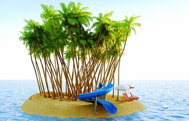 Isola tropicale, vacanza, naufragio, paradiso terrestre