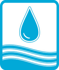 blue reservoir water symbol with drop and wave