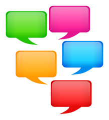 Five Colorful Speech Bubbles