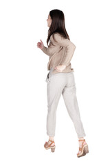 back view of running  woman.