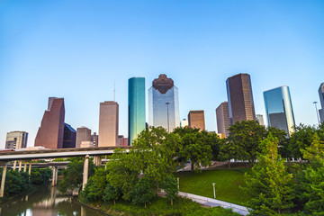 View on downtown Houston in late afternoon