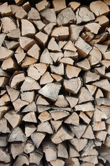 Logs of wood stacked in Vevey, Switzerland