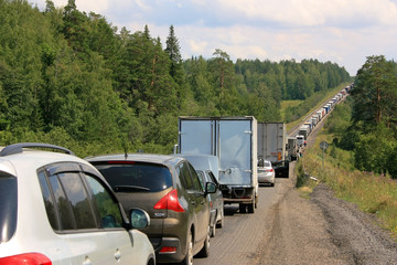 Автомобильная пробка на федеральной трассе М 5
