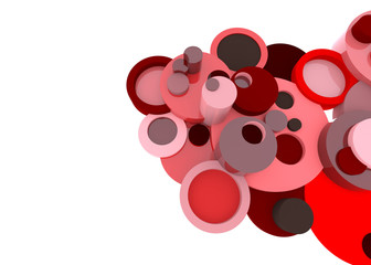 Red 3D circle elements element in abstract style with BLANK spac