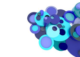 Blue 3D circle elements element in abstract style