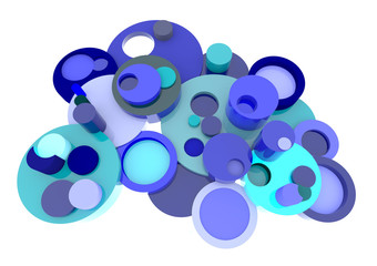 Blue 3D circle elements element in abstract style with BLANK spa