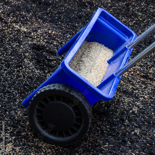 blumenerde auf rasen streuen