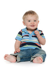 Baby boy on the white background