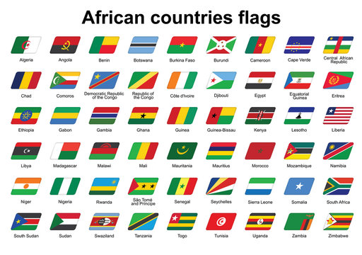 set of African countries flags icons