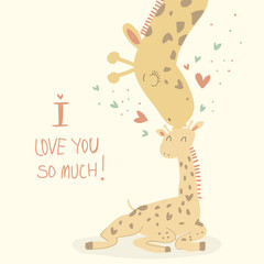 Card with cute giraffes for Mother's day. - 55003286