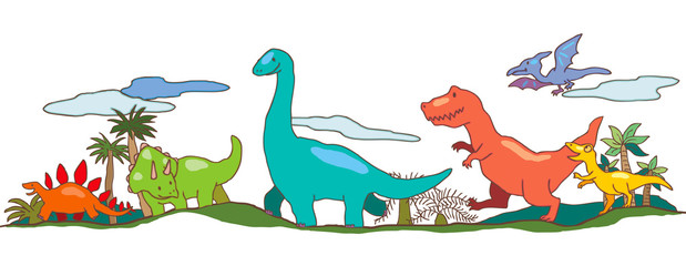 Dinosaur world in children imagination