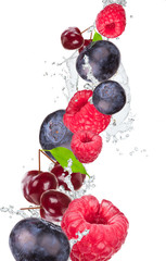 Fototapeta na wymiar Fresh fruit in water splash