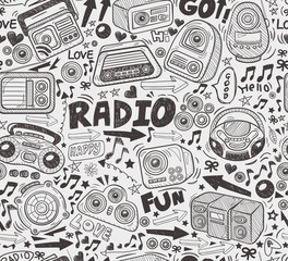 seamless doodle radio pattern