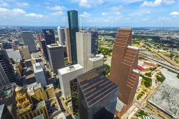 Rolgordijnen aerial of modern buildings in downtown Houston © travelview
