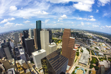 Fototapeta na wymiar antena z nowoczesnych budynków w centrum Houston
