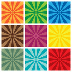 set of Sun Sunburst retro Pattern