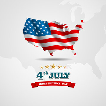 American Flag map for Independence Day. Vector