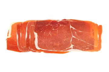 closeup of a pile of spanish serrano ham