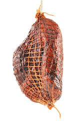 Obraz premium Piece of ham isolated on white