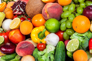 Group of fresh vegetables isolated on white