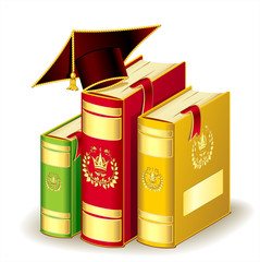Books with Graduation cap
