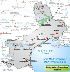 Umgebungskarte von Languedoc-Roussillon als Übersichtskarte in G