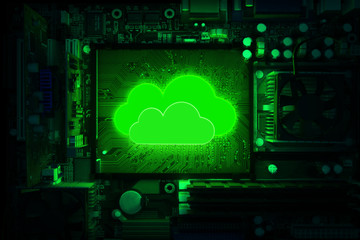 Cloud computing ,cloud powering it concept.