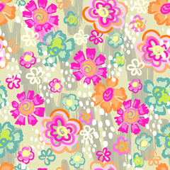 painted neon floral background - 55017435