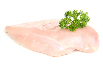 Raw chicken fillets isolated on white