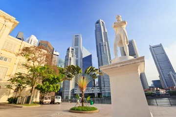 Crédence de cuisine en verre imprimé Singapour Sir Stamford Raffles statue, Singapore City