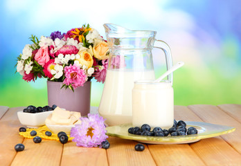 Fresh dairy products with blueberry