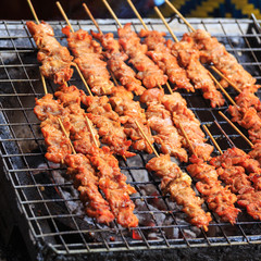  Crocodile meat grilled  in Thai market.