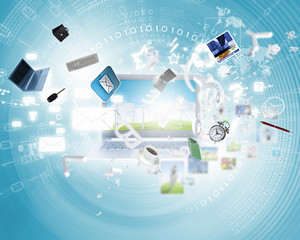 Background image with laptop