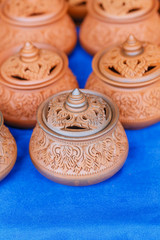 Thai traditional clay pottery in ko Kret island, thailand