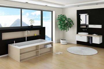 Modern design bathroom interior with stylisch bathtub