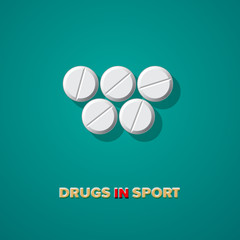 Drugs in sport, vector Eps10 illustration.