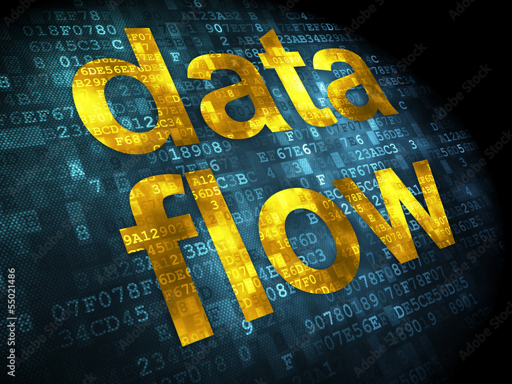 Poster information concept: data flow on digital background
