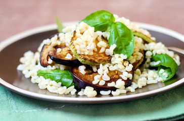 Bulgur, zucchini and eggplant salad