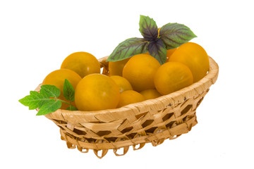 Yellow bright cherry tomato