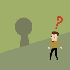 Man question the key hole