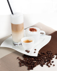lattemacchiato coffee cappuccino and espresso with milkfroth